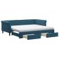 Preview: Tagesbett Ausziehbar mit Schubladen Blau 90x200 cm Samt