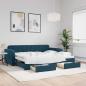 Preview: ARDEBO.de - Tagesbett Ausziehbar mit Schubladen Blau 90x200 cm Samt