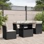 Preview: ARDEBO.de - 6-tlg. Garten-Sofagarnitur mit Kissen Schwarz Poly Rattan