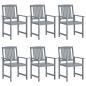 Preview: Gartenstühle mit Kissen 6 Stk. Massivholz Akazie Grau