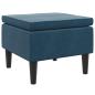 Preview: Hocker mit Holzbeinen Blau Samt