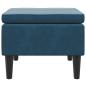 Preview: Hocker mit Holzbeinen Blau Samt