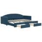Preview: Tagesbett Ausziehbar mit Schubladen Blau 90x200 cm Samt