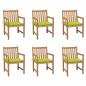 Preview: ARDEBO.de - Gartenstühle 6 Stk. mit Hellgrünen Kissen Massivholz Teak