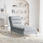 Preview: Massage-Chaiselongue mit Kissen Hellgrau Stoff