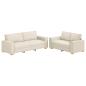 Preview: Sofa 2 stk. Beige Leinenmischgewebe