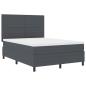 Preview: Boxspringbett Dunkelgrau und Weiß 140 x 190 cm Cordstoff