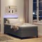 Preview: LED Boxspringbett Hellgrau und Weiß 100 x 200 cm Cordstoff