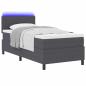 Preview: LED Boxspringbett Dunkelgrau und Weiß 100 x 200 cm Cordstoff