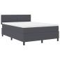 Preview: LED Boxspringbett Dunkelgrau und Weiß 140 x 190 cm Cordstoff
