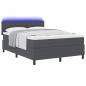 Preview: LED Boxspringbett Dunkelgrau und Weiß 140 x 190 cm Cordstoff