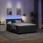 Preview: LED Boxspringbett Dunkelgrau und Weiß 140 x 190 cm Cordstoff