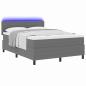 Preview: LED Boxspringbett Hellgrau und Weiß 160 x 200 cm Cordstoff