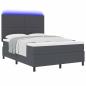 Preview: LED Boxspringbett Dunkelgrau und Weiß 140 x 190 cm Cordstoff