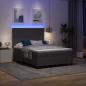 Preview: LED Boxspringbett Hellgrau und Weiß 160 x 200 cm Cordstoff
