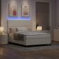 Preview: LED Boxspringbett Creme und Weiß 160 x 200 cm Cordstoff