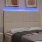Preview: LED Kopfteil mit LED-Lichtleisten Creme 160 cm Cordstoff