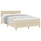 Preview: Boxspringbett mit Kissen mit Kopfteil Creme 160 x 200 cm Stoff