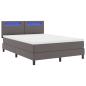 Preview: Boxspringbett mit Matratze Grau 140 x 200 cm Kunstleder