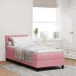 Preview: ARDEBO.de - Boxspringbett mit Kopfteil Rosa 80 x 200 cm Samt