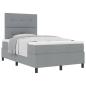 Preview: Boxspringbett mit Kopfteil Hellgrau 120 x 200 cm Stoff