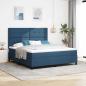 Preview: ARDEBO.de - Boxspringbett mit Kopfteil Blau 180 x 200 cm Stoff