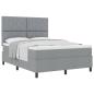 Preview: Boxspringbett mit Kopfteil Hellgrau 140 x 200 cm Stoff