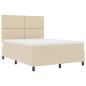 Preview: Boxspringbett mit Kopfteil Creme 160 x 200 cm Stoff