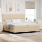 Preview: ARDEBO.de - Boxspringbett mit Kopfteil Creme 200 x 200 cm Stoff