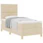 Preview: Boxspringbett mit Kopfteil Creme 90 x 190 cm Stoff