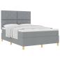 Preview: Boxspringbett mit Kopfteil Hellgrau 140 x 200 cm Stoff