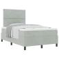 Preview: Boxspringbett mit Kopfteil Hellgrau 120 x 200 cm Samt