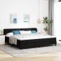 Preview: ARDEBO.de - Boxspringbett mit Kopfteil Schwarz 200 x 200 cm Stoff