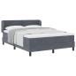 Preview: Boxspringbett mit Kopfteil Dunkelgrau 140 x 200 cm Samt