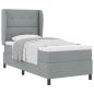 Preview: Boxspringbett mit Kopfteil Hellgrau 100 x 200 cm Stoff
