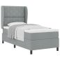 Preview: Boxspringbett mit Kopfteil Hellgrau 90 x 190 cm Stoff