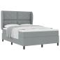 Preview: Boxspringbett mit Kopfteil Hellgrau 140 x 200 cm Stoff