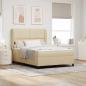 Preview: ARDEBO.de - Boxspringbett mit Kopfteil Creme 160 x 200 cm Stoff