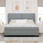 Preview: Boxspringbett mit Kopfteil Hellgrau 180 x 200 cm Stoff