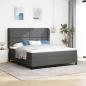 Preview: ARDEBO.de - Boxspringbett mit Kopfteil Dunkelgrau 180 x 200 cm Stoff