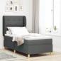 Preview: ARDEBO.de - Boxspringbett mit Kopfteil Dunkelgrau 200 x 90 cm Stoff