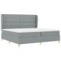Preview: Boxspringbett mit Kopfteil Hellgrau 200 x 200 cm Stoff