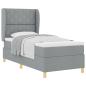Preview: Boxspringbett mit Kopfteil Hellgrau 200 x 90 cm Stoff