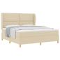Preview: Boxspringbett mit Kopfteil Creme 200 x 180 cm Stoff