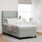 Preview: ARDEBO.de - Boxspringbett mit Kopfteil Hellgrau 200 x 100 cm Samt