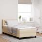 Preview: ARDEBO.de - Boxspringbett mit Kopfteil Creme 200 x 100 cm Stoff