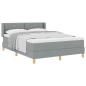 Preview: Boxspringbett mit Kopfteil Hellgrau 190 x 140 cm Stoff