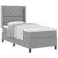 Preview: Boxspringbett mit Kissen Hellgrau 200 x 90 cm Stoff