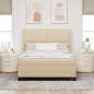 Preview: Boxspringbett mit Kissen mit Kopfteil Creme 200 x 160 cm Stoff