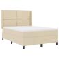 Preview: Boxspringbett mit Kissen mit Kopfteil Creme 200 x 160 cm Stoff